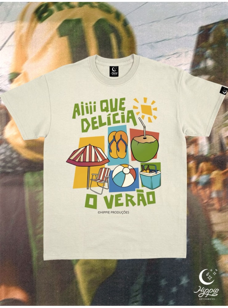Camiseta Ai que delicia o verão - Off-White — imagem 1