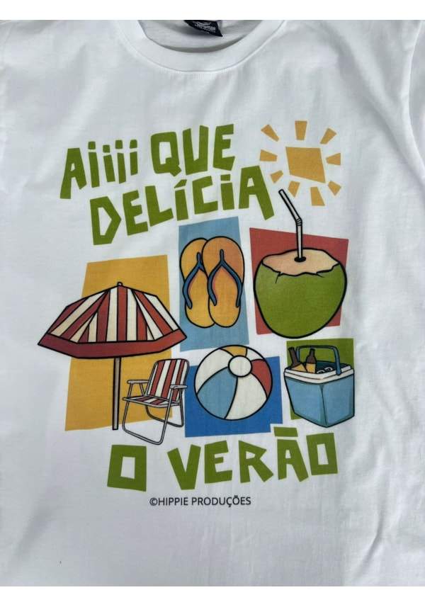 Camiseta Ai que delicia o verão - Off-White