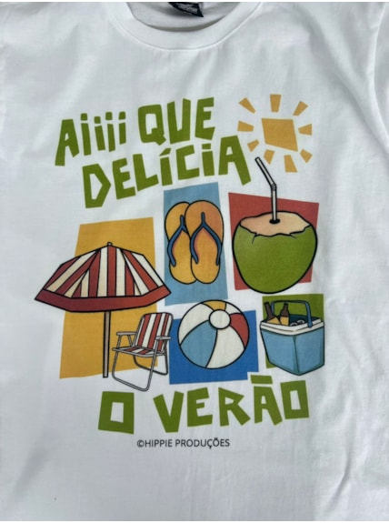 Camiseta Ai que delicia o verão - Off-White