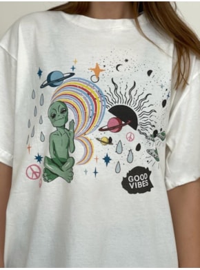 Camiseta Alien Things - Off-White