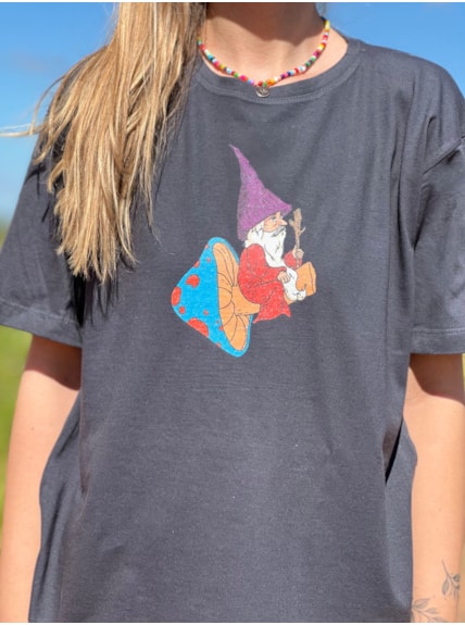 Camiseta Amigos Mágicos - Chumbo - Frente e Verso