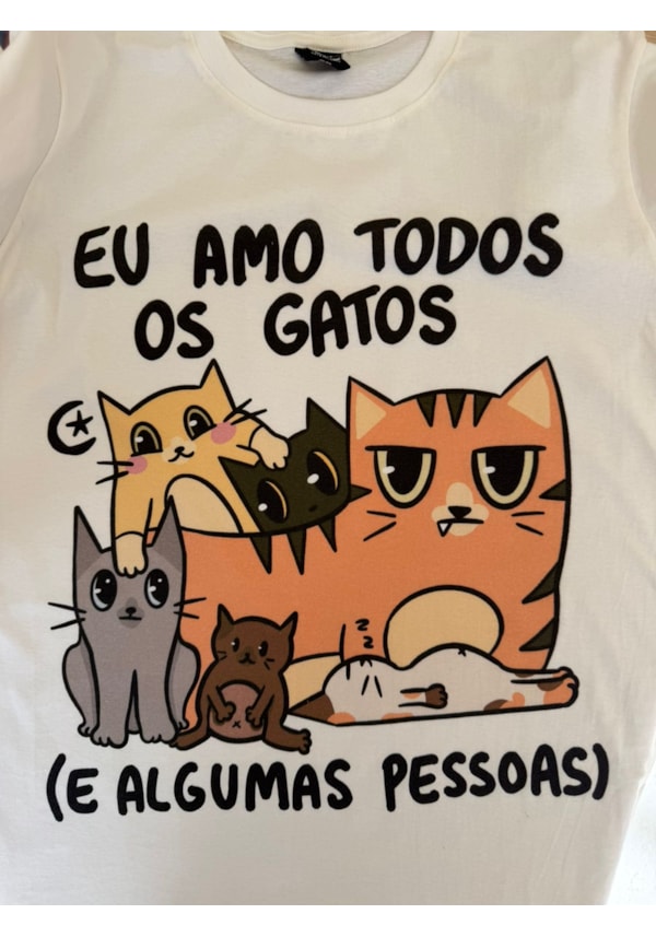 Camiseta Amo todos os gatos - Off-White