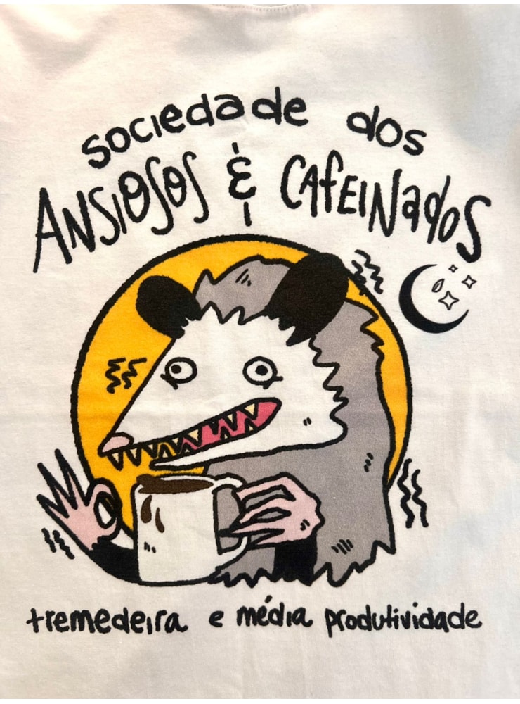 Camiseta Ansiosos e Cafeinados - Off-White — imagem 2