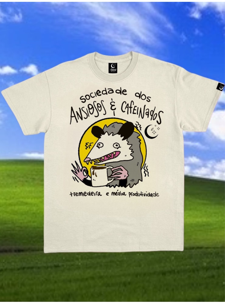 Camiseta Ansiosos e Cafeinados - Off-White — imagem 1