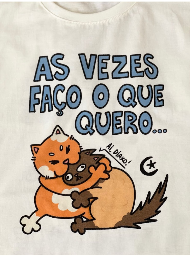 Camiseta As vezes faço o que quero - Off-White - Frente e Verso — imagem 3