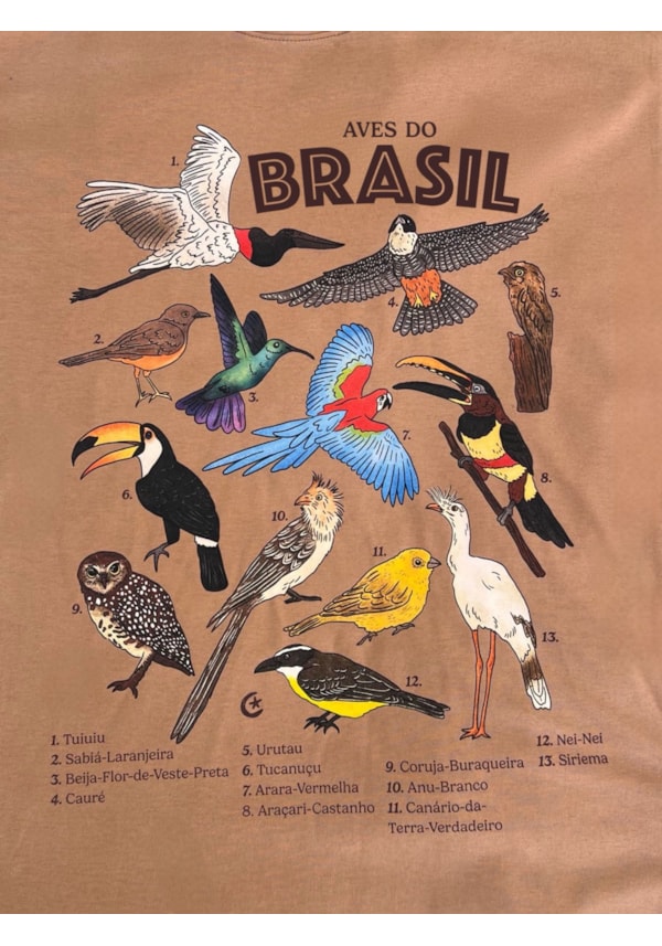 Camiseta Aves do Brasil - Cáqui