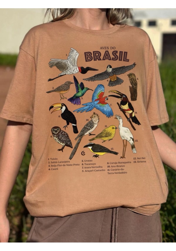 Camiseta Aves do Brasil - Cáqui
