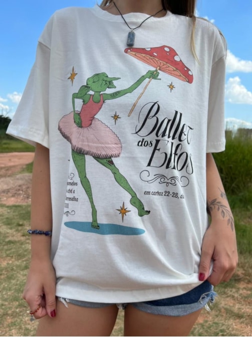 Camiseta Ballet dos Elfos - Off-White