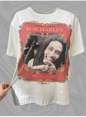 Camiseta Bob Marley Flores - Off-White