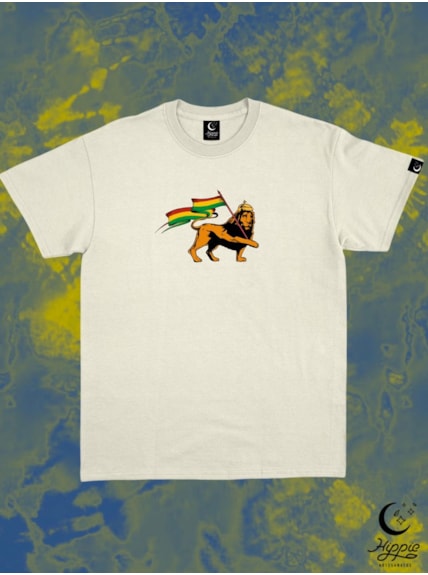 Camiseta Bob Marley Leão - Off-White - Frente e Verso