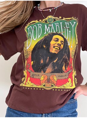Camiseta Bob Marley - Marrom