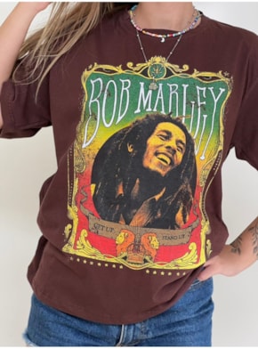 Camiseta Bob Marley - Marrom