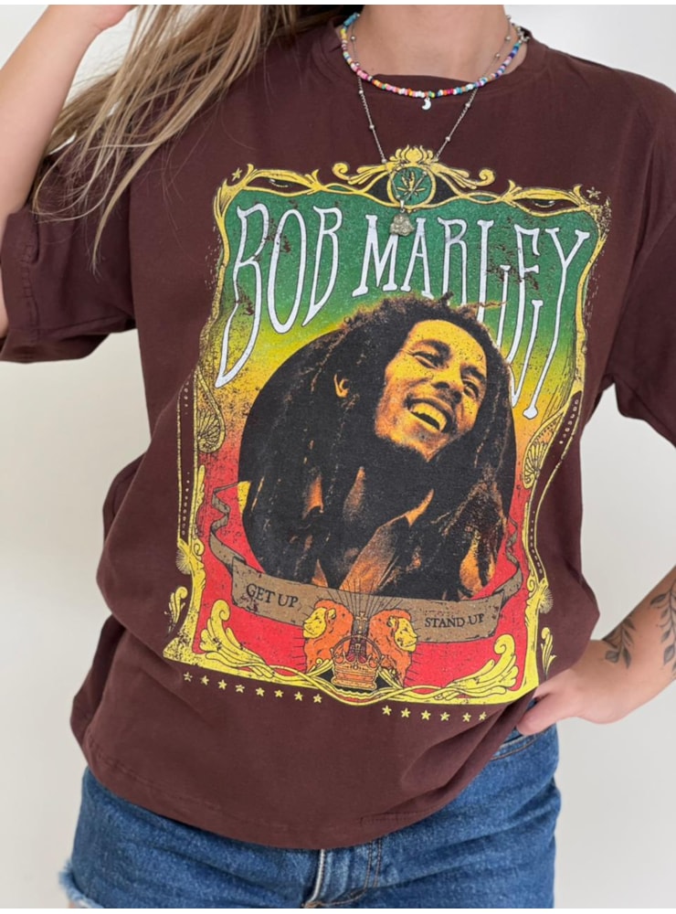 Camiseta Bob Marley - Marrom — imagem 2