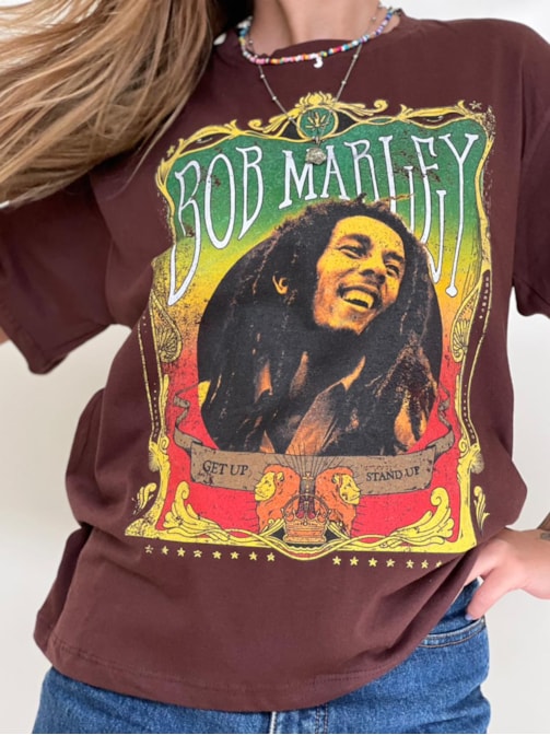 Camiseta Bob Marley - Marrom