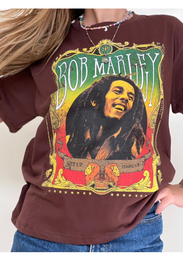 Camiseta Bob Marley - Marrom