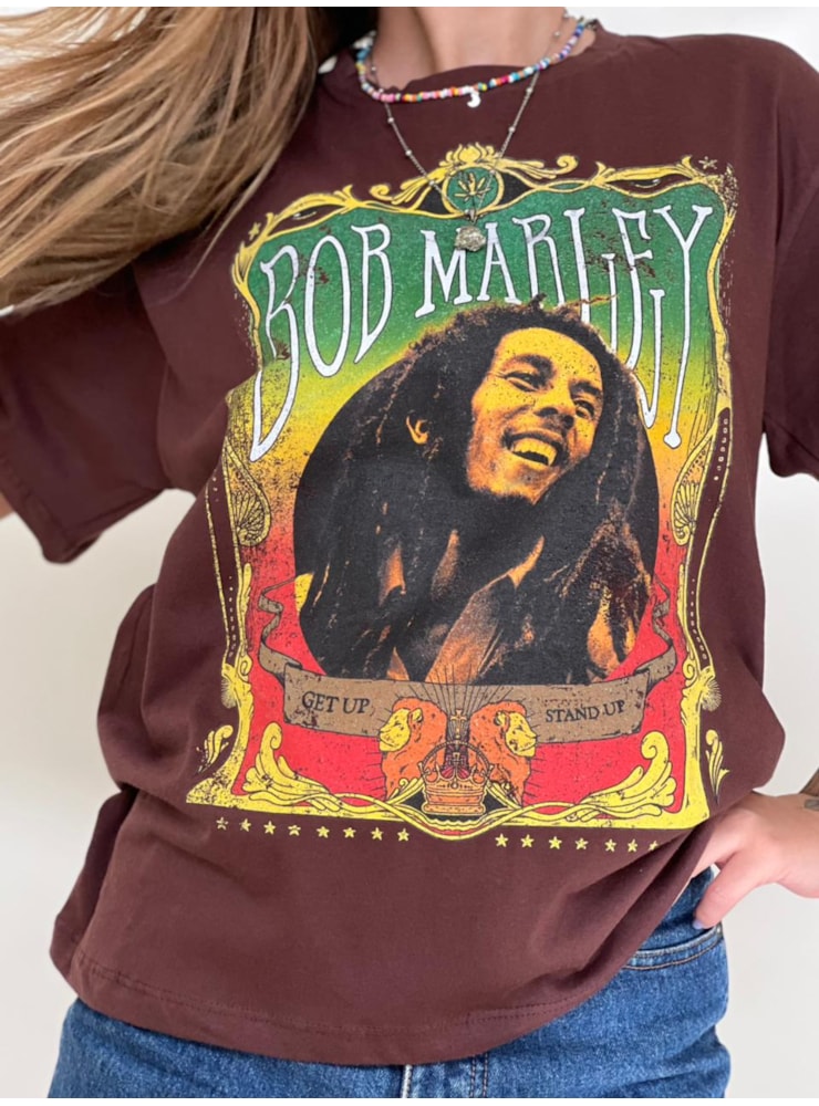 Camiseta Bob Marley - Marrom — imagem 1