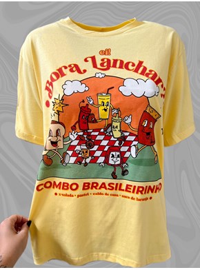 Camiseta Capivara Travessia - Amarela Clara - HIPPIE ARTESANATOS