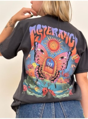 Camiseta Borboleta Esperança - Chumbo - Frente e Verso