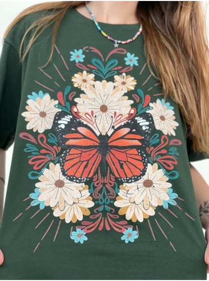 Camiseta Borboleta - Verde