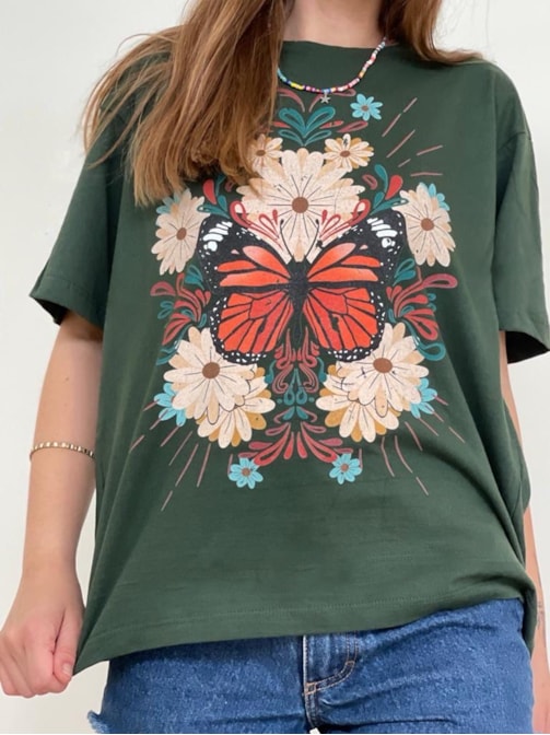 Camiseta Borboleta - Verde