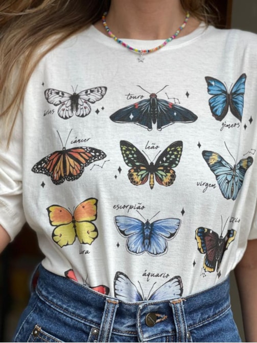 Camiseta Borboletas Astrais - Off-White