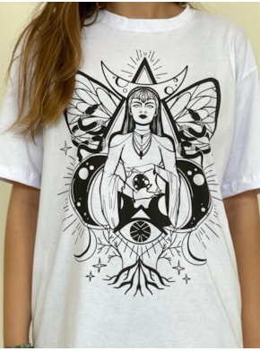 Camiseta Bruxa com Asas - Branca