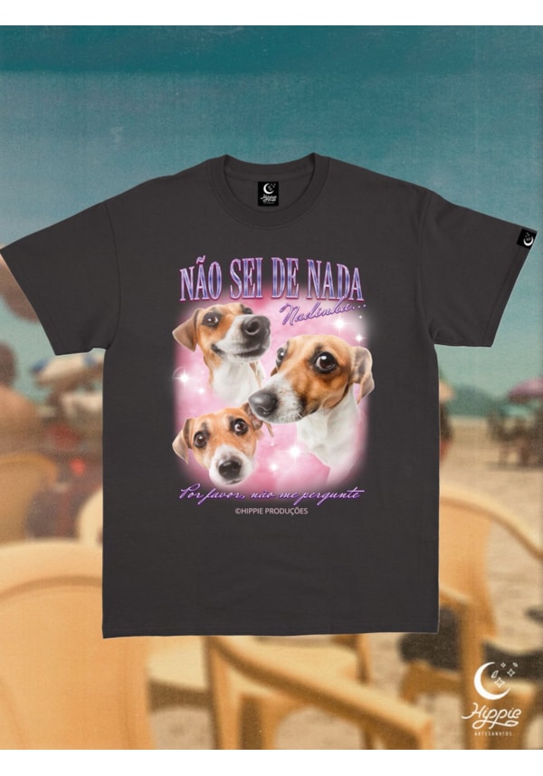Camiseta Cachorro bootleg não sei de nada - Preta