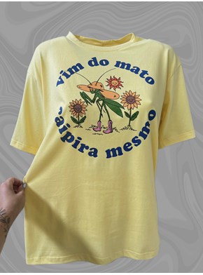 Camiseta Caipira Mesmo - Amarela Clara