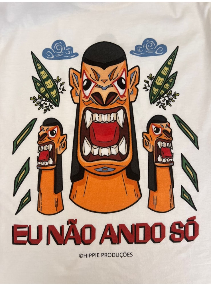 Camiseta Carranca Eu não ando só - Off-White - Frente e Verso — imagem 3