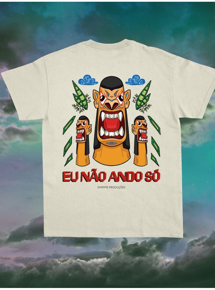Camiseta Carranca Eu não ando só - Off-White - Frente e Verso — imagem 1