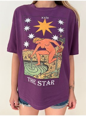 Camiseta Carta Tarot - A Estrela - Roxa
