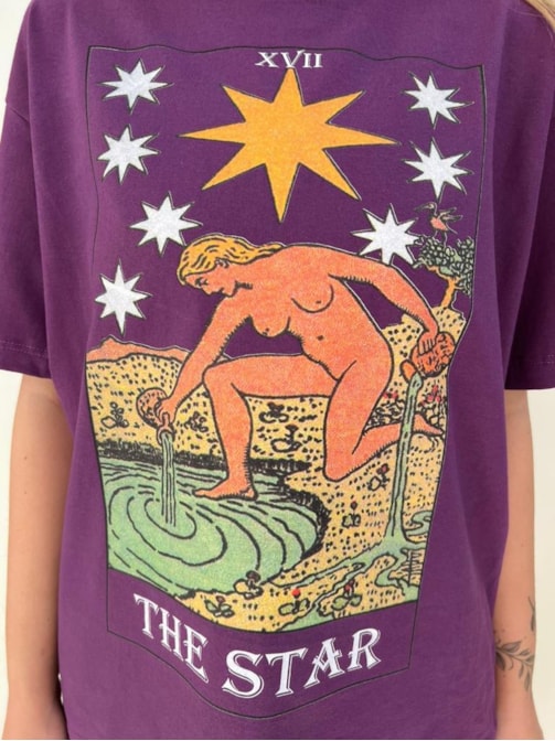 Camiseta Carta Tarot - A Estrela - Roxa