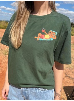 Camiseta Casa Fantástica de Cogumelo - Verde - Frente e Verso