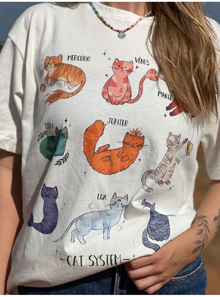 Camiseta Cat System - Off-White — imagem 1