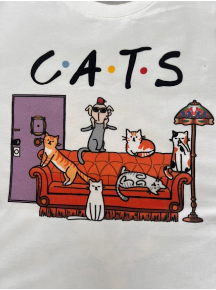 Camiseta Cats Friends - Off-White