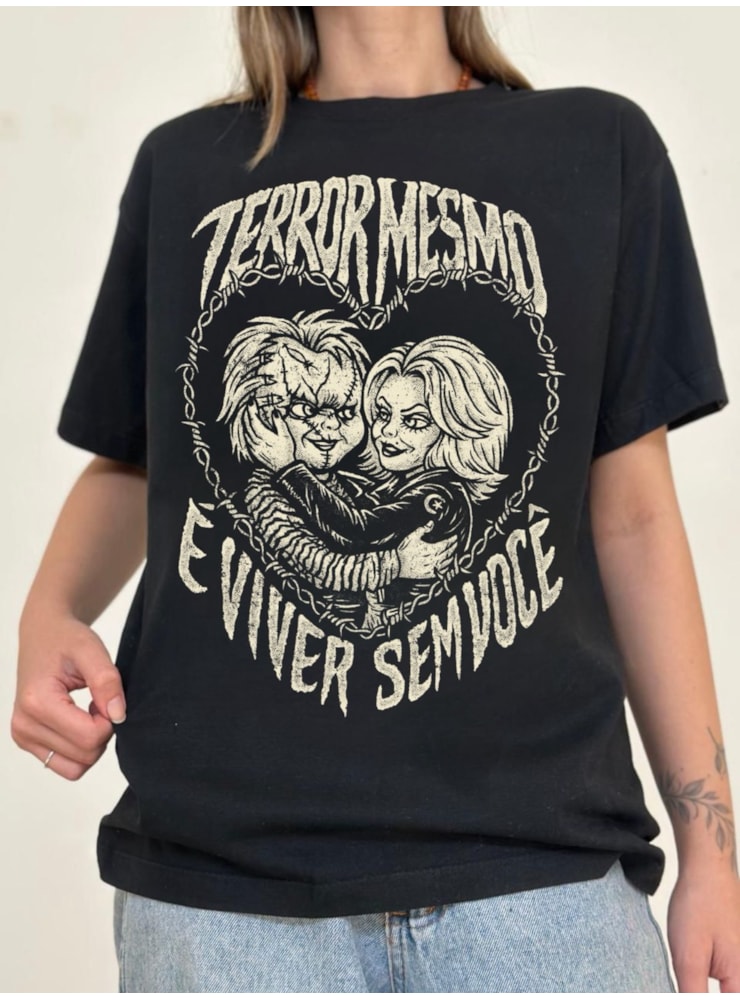Camiseta Chucky e Tiffany - Preta — imagem 2