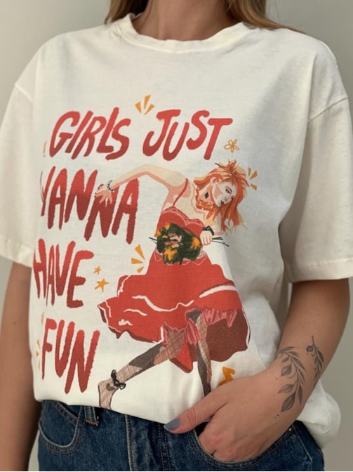 Camiseta Cindy Lauper - Off-White