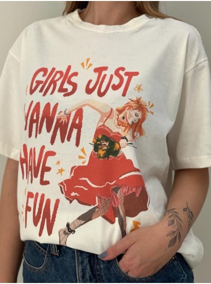 Camiseta Cindy Lauper - Off-White