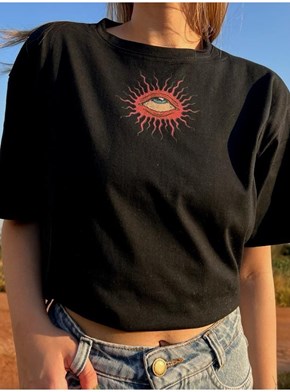 Camiseta Cogumelo Alienígena - Preta - Frente e Verso