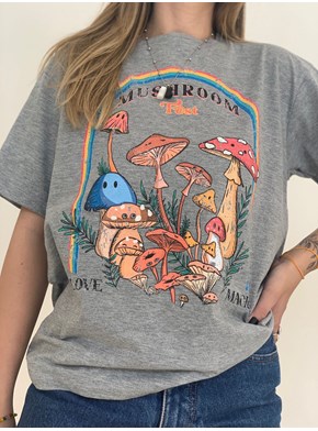 Camiseta Cogumelos Fest - Cinza