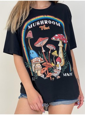 Camiseta Cogumelos Fest - Preta