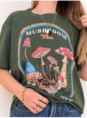 Camiseta Cogumelos Fest - Verde