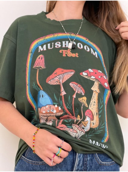 Camiseta Cogumelos Fest - Verde