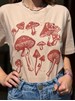 Camiseta Cogumelos Xilogravura - Cáqui