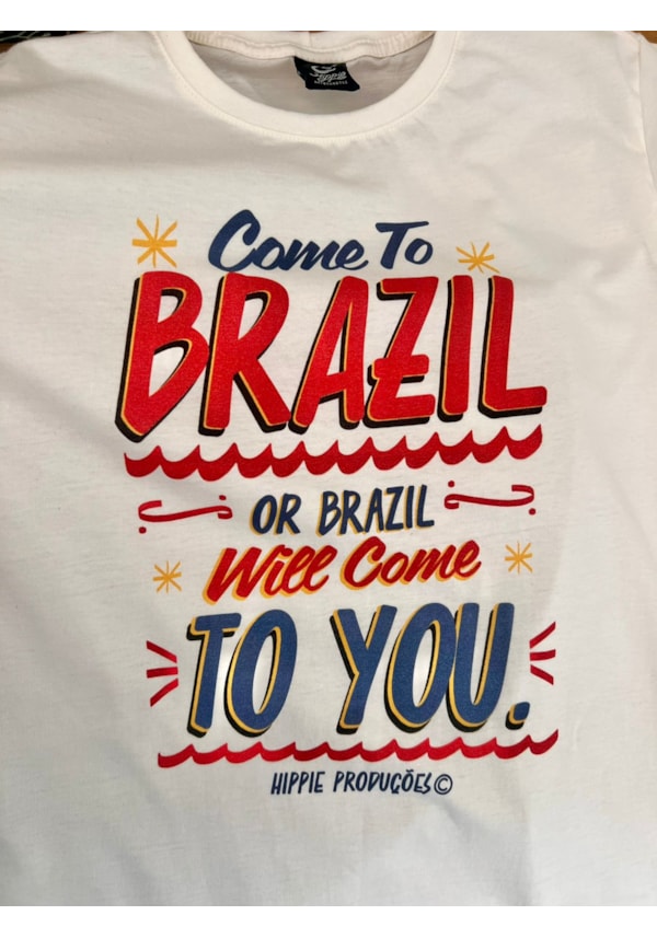Camiseta Come to Brazil - Off-White