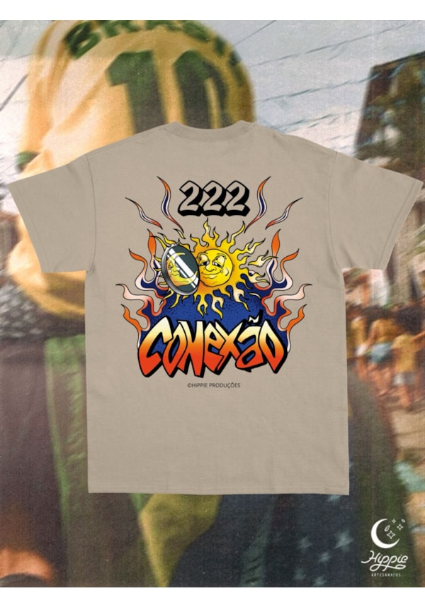 Camiseta Conexão 222 - Cáqui - Frente e Verso