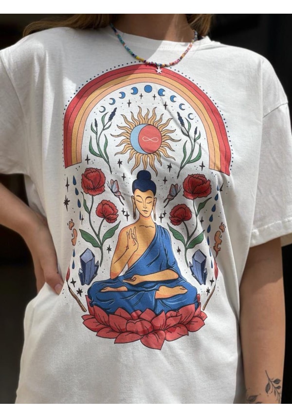 Camiseta Convoque seu Buda - Off-White