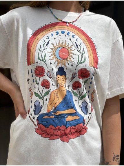 Camiseta Convoque seu Buda - Off-White