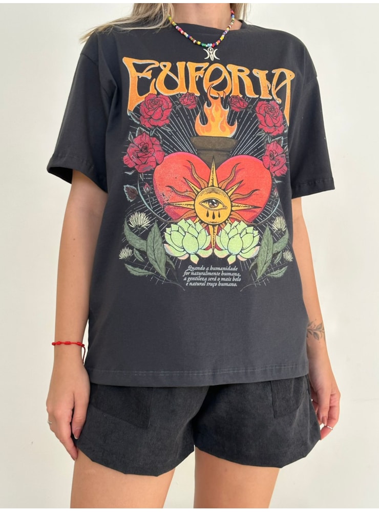 Camiseta Coração Euforia - Chumbo — imagem 1