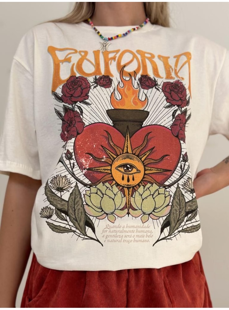 Camiseta Coração Euforia - Off-White — imagem 3